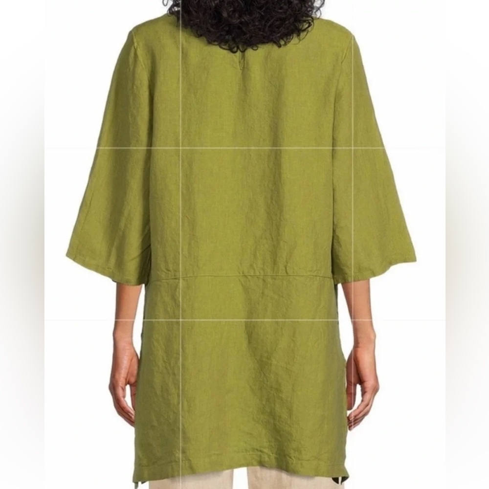 Bryn Walker Linen Bre Cross Dyed Round Neck Lagenlook Tunic Top Size 1X - Picture 3 of 15